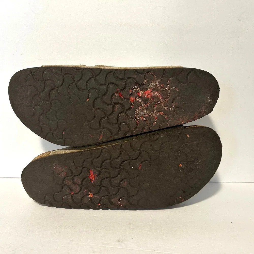 Birkenstock Arizona Sandals Mens 9-9.5 42 Brown Good Suede Double Strap Slides
